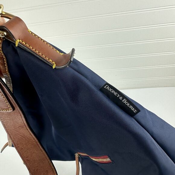 DOONEY & BOURKE Wayfarer Navy Blue Nylon Zip Hobo Leather Shoulder Bag Purse - Picture 7 of 16